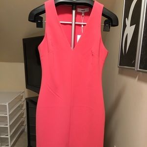 Coral, V neck dress